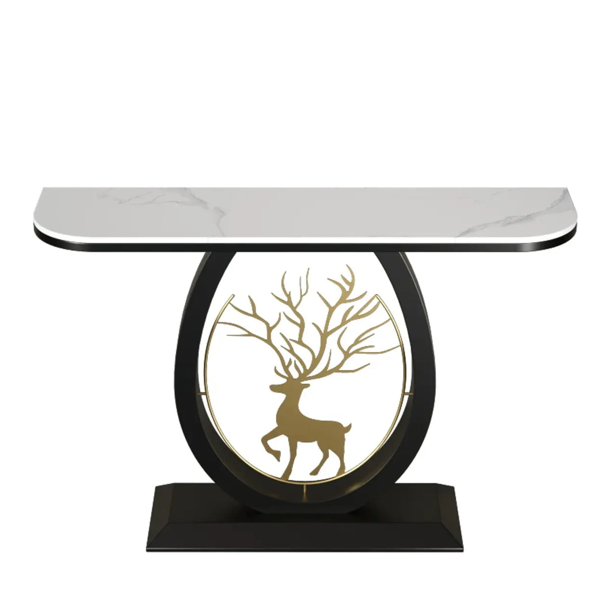 Decorative Oval Deer Base Sintered Stone Gold Console Table Image - 9