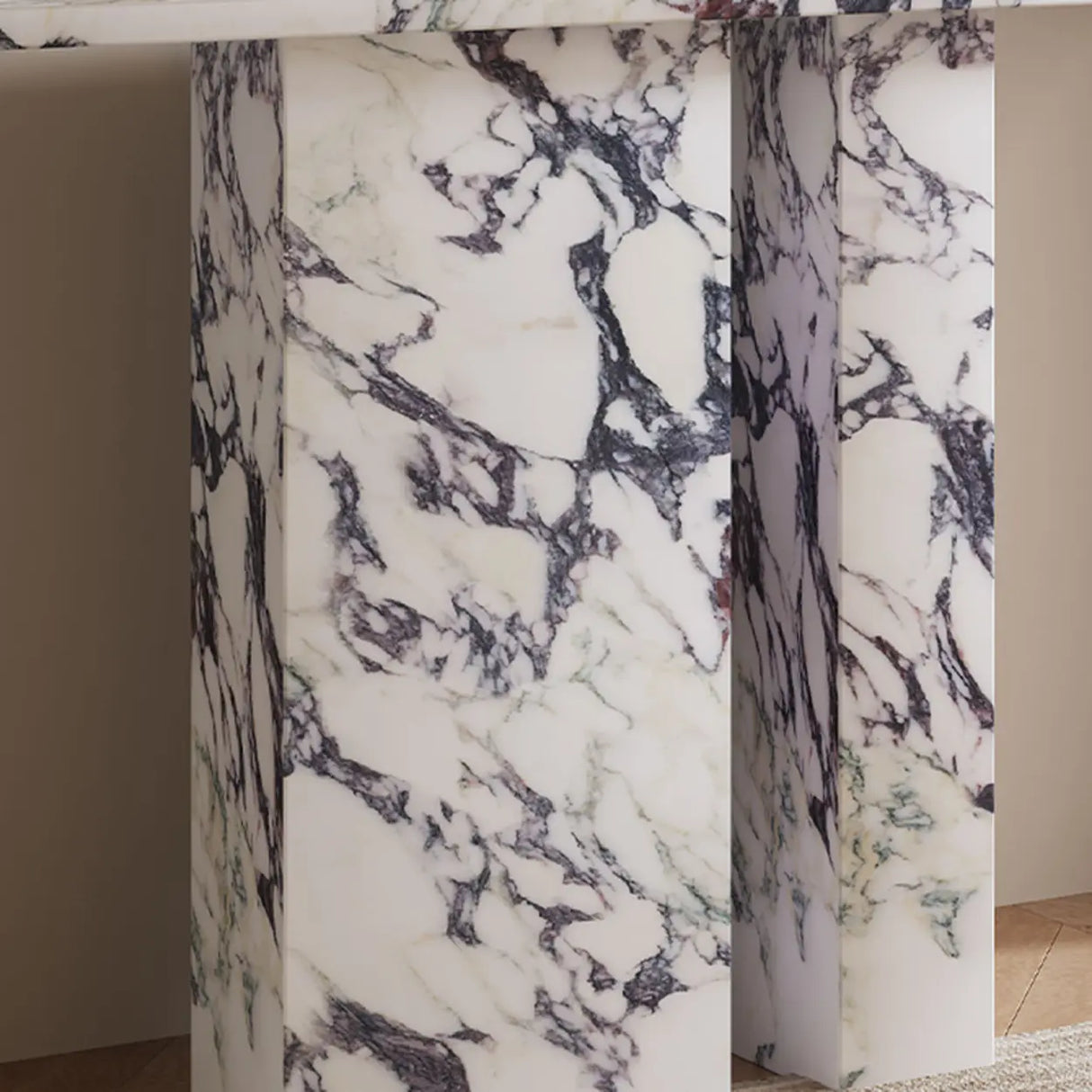 Decorative Twin Pedestal White Marble Console Table Image - 10
