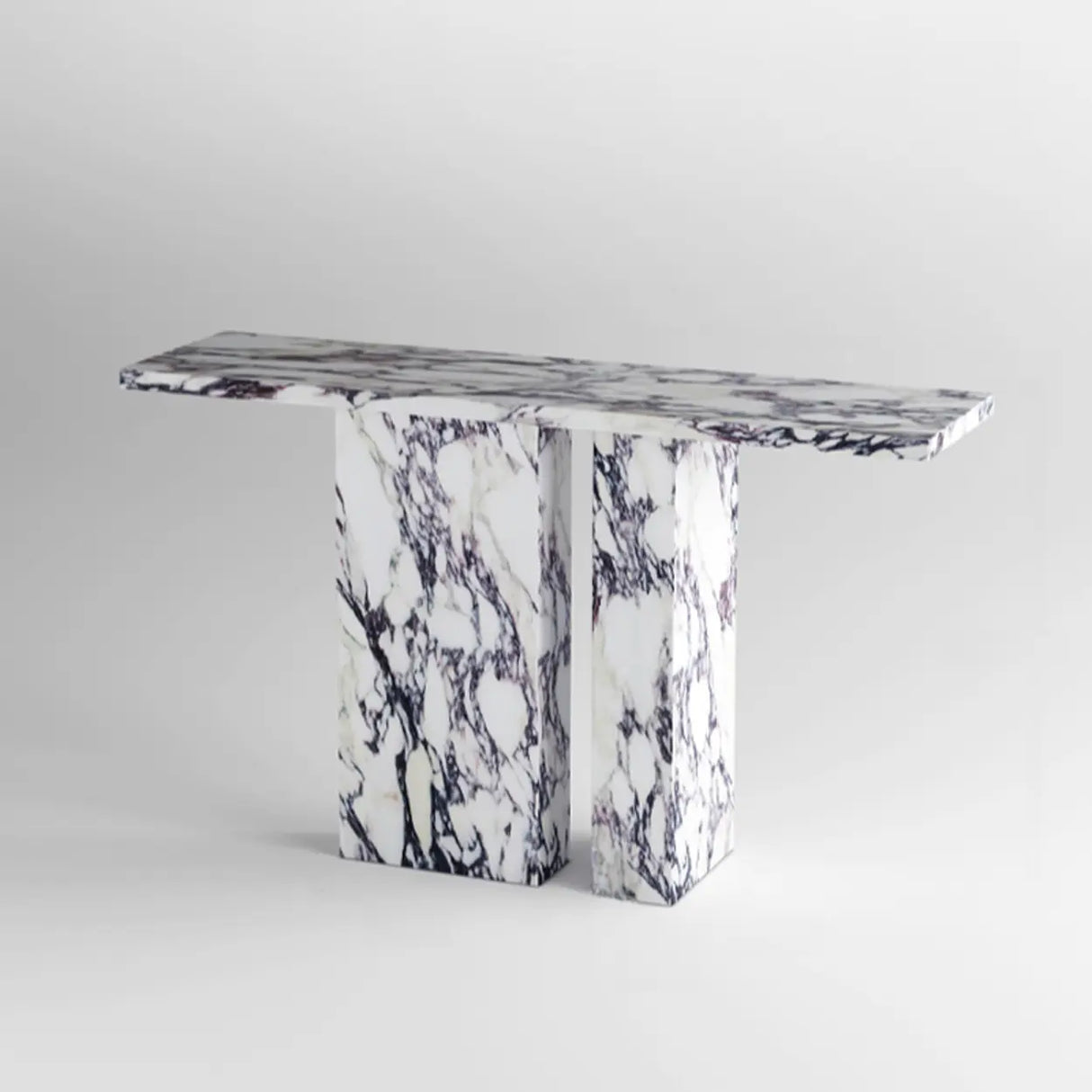 Decorative Twin Pedestal White Marble Console Table Image - 12