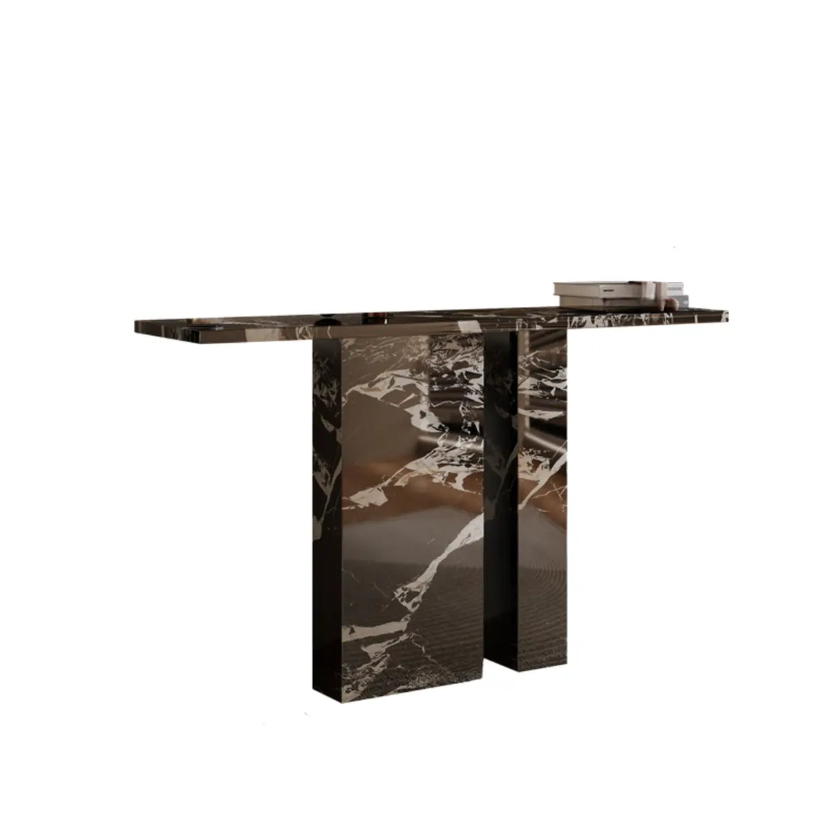 Decorative Twin Pedestal White Marble Console Table Image - 2