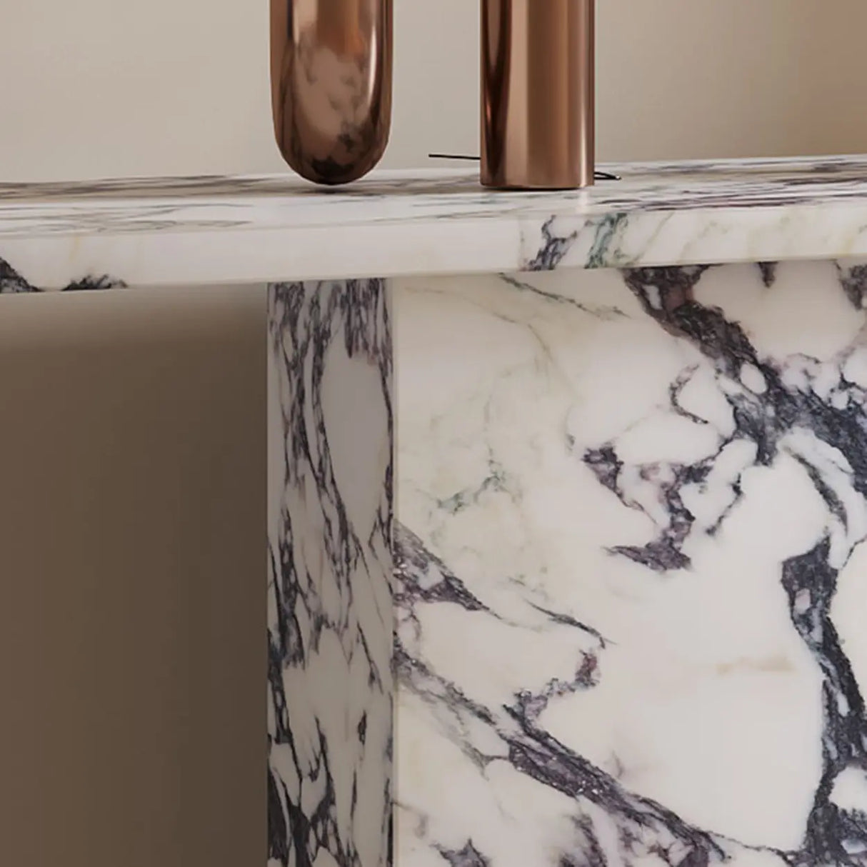 Decorative Twin Pedestal White Marble Console Table Image - 6