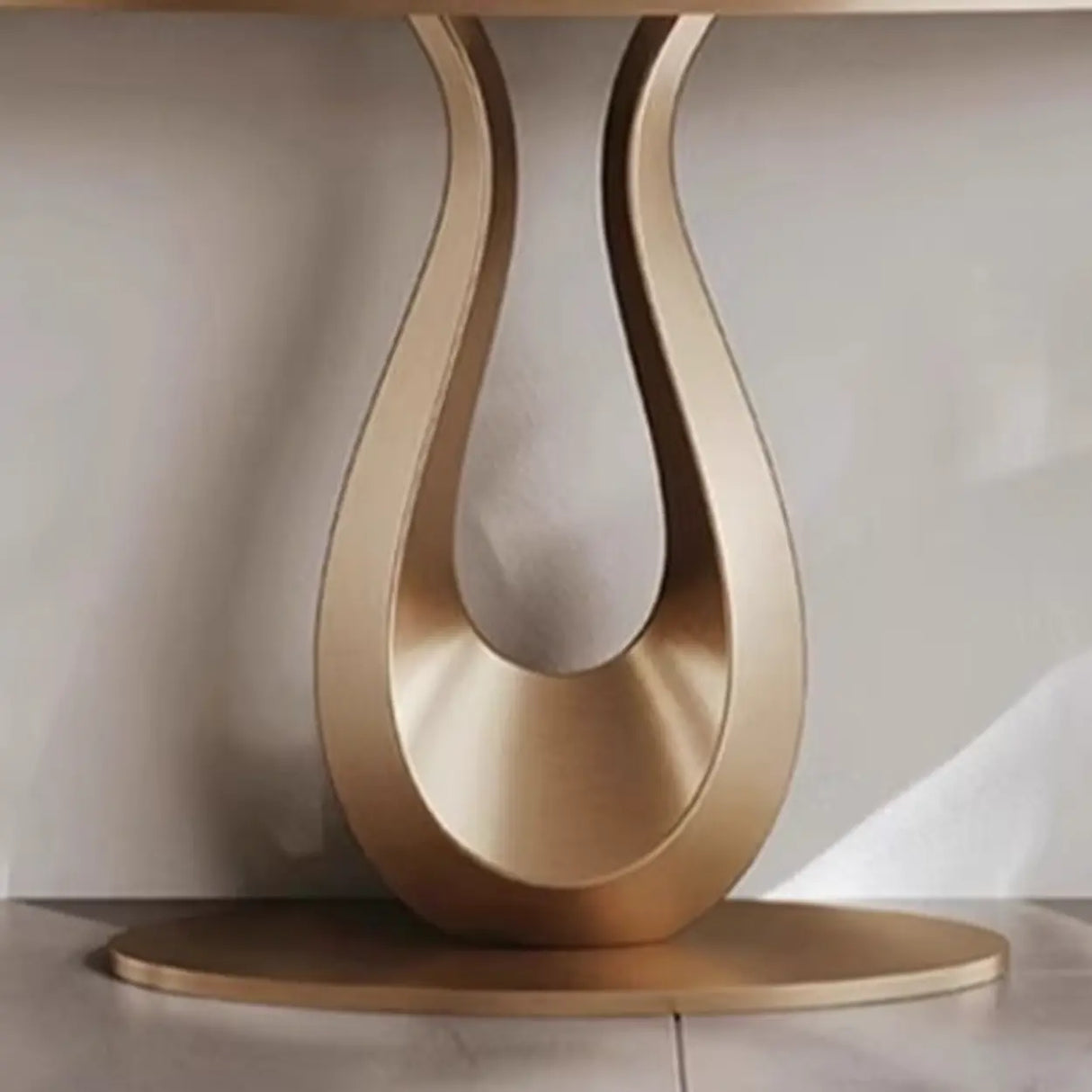 Decorative U-Shaped Gold Base Marble Console Table Image - 6