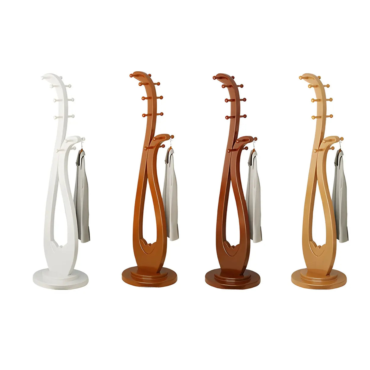 Decorative Wood Cherry Freestanding Coat Rack Image - 5
