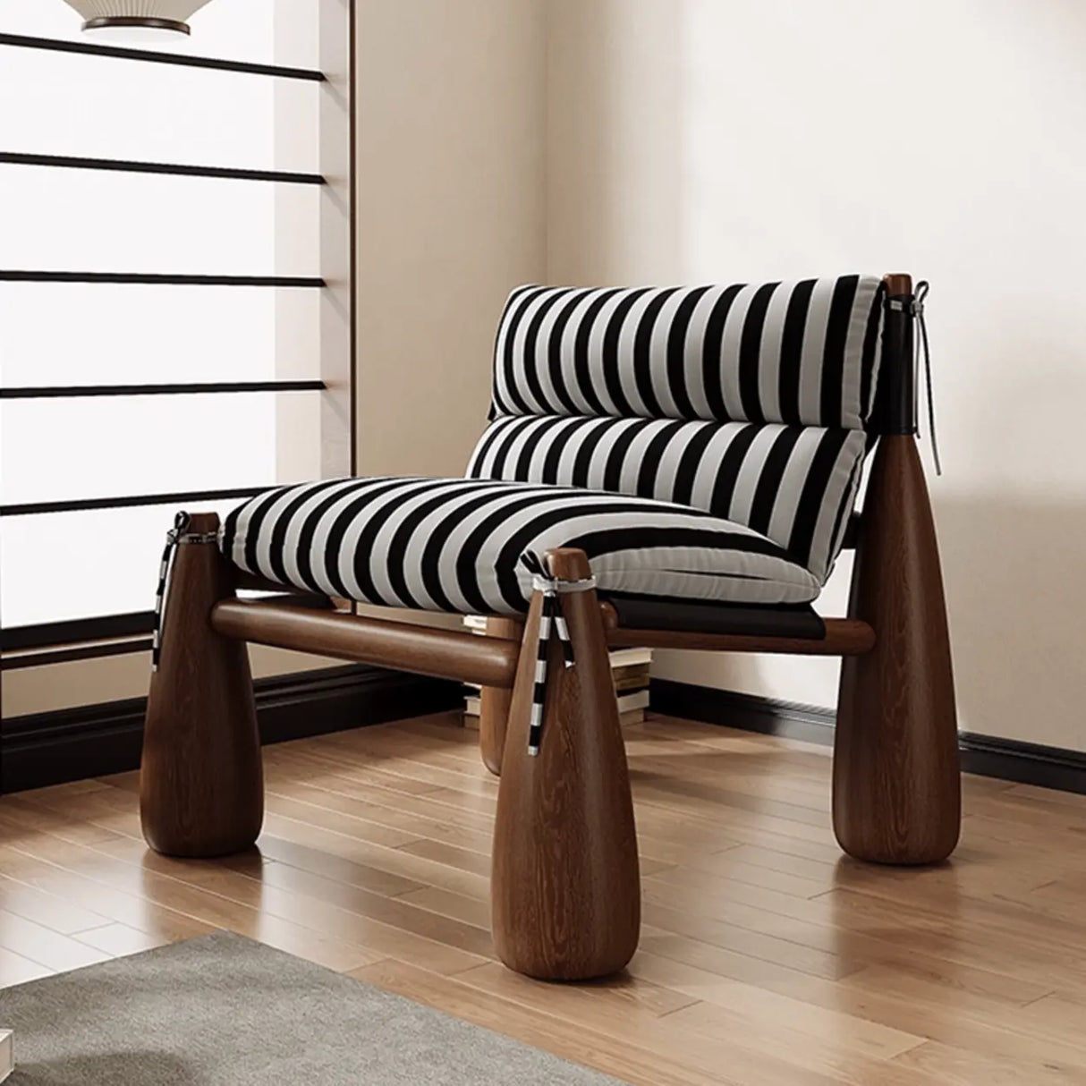 Designer Wood Leg Living Room Cushion Accent Chair Image - 1