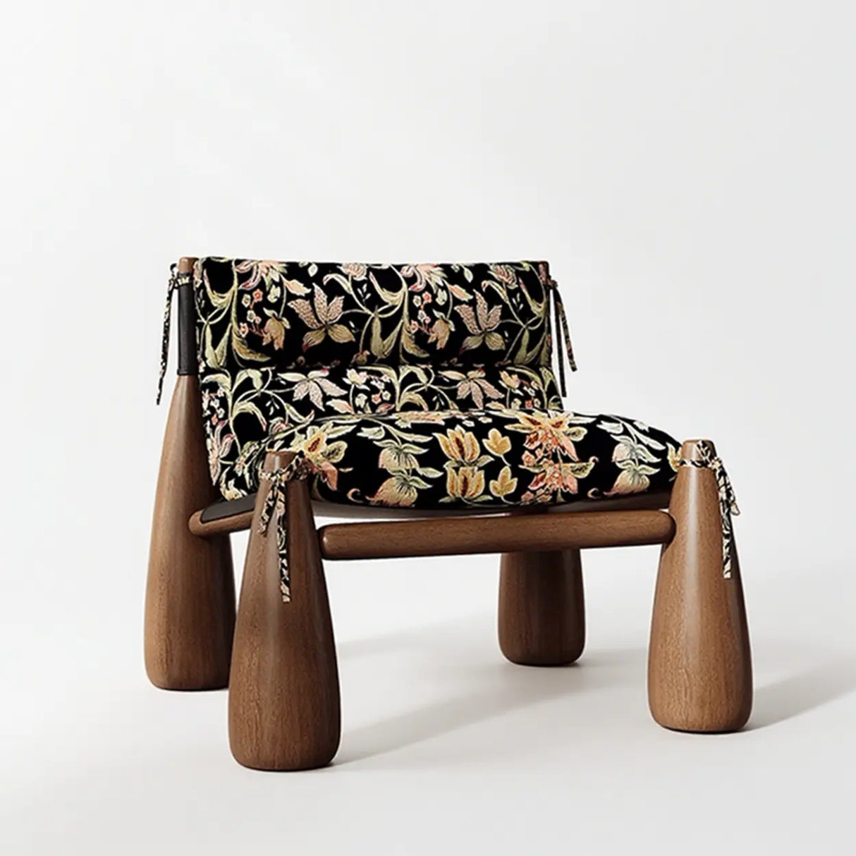 Designer Wood Leg Living Room Cushion Accent Chair Image - 10