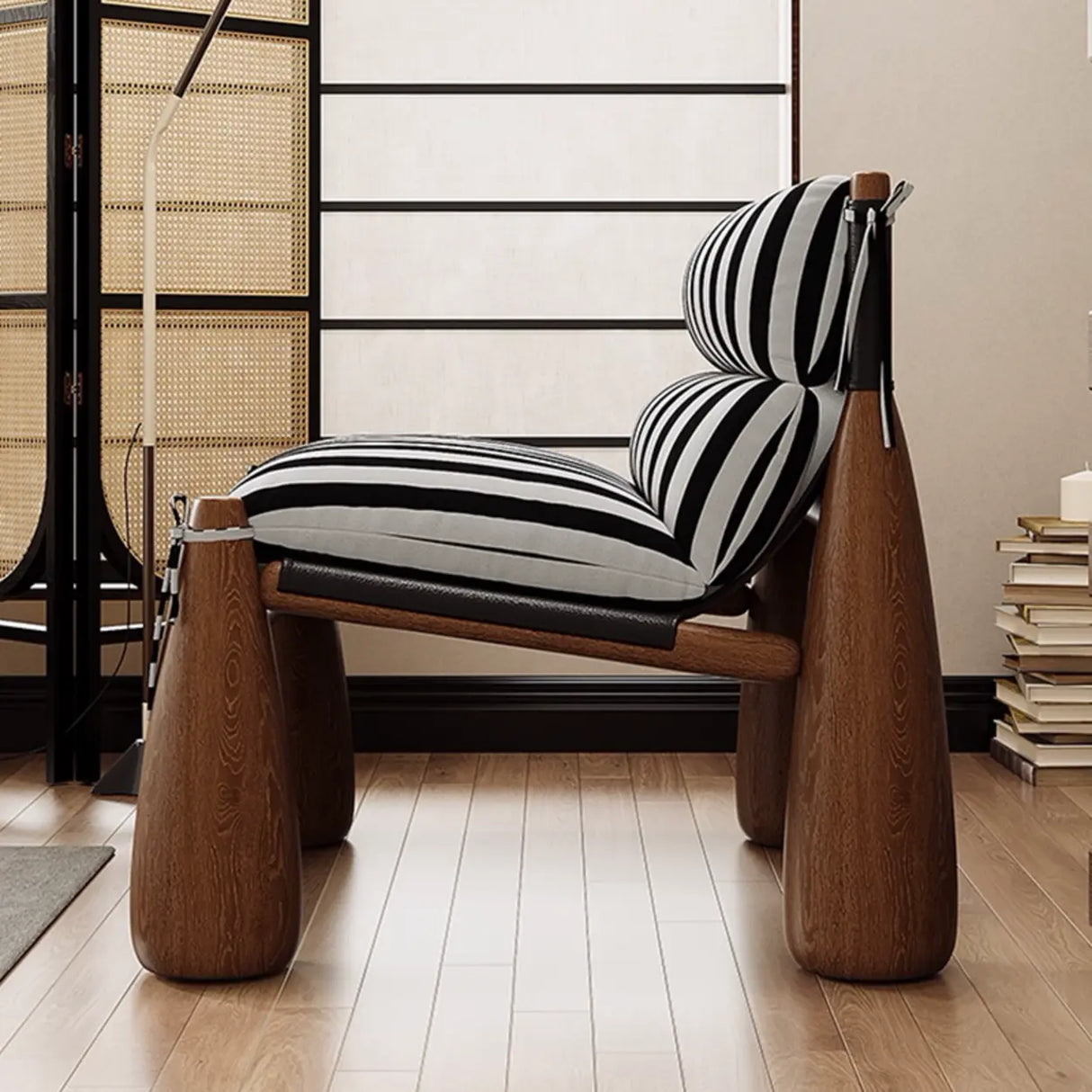 Designer Wood Leg Living Room Cushion Accent Chair Image - 2