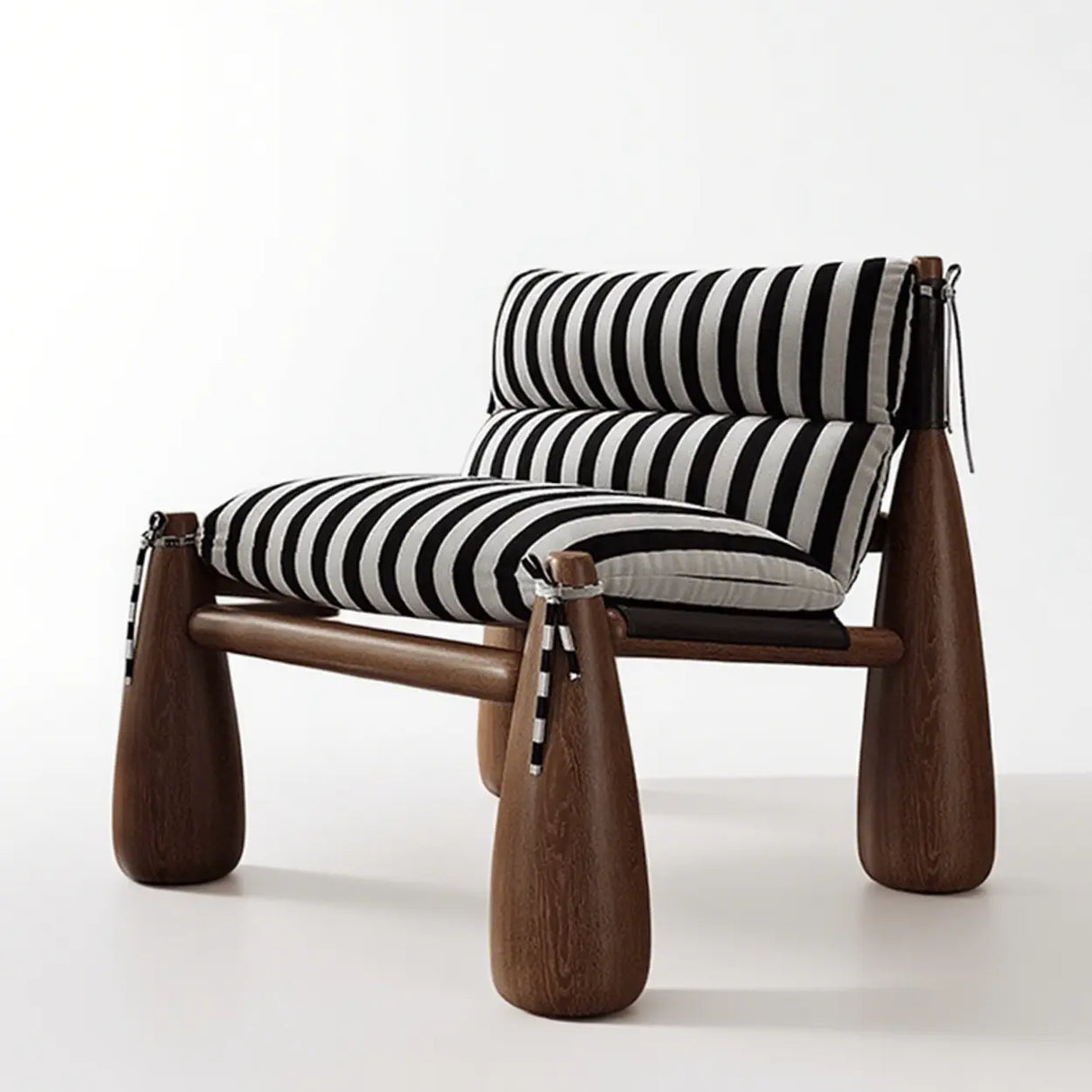 Designer Wood Leg Living Room Cushion Accent Chair Image - 8