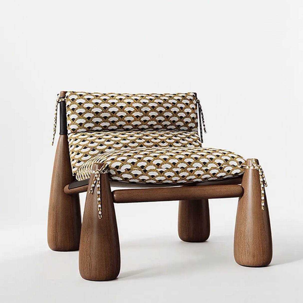 Designer Wood Leg Living Room Cushion Accent Chair Image - 9