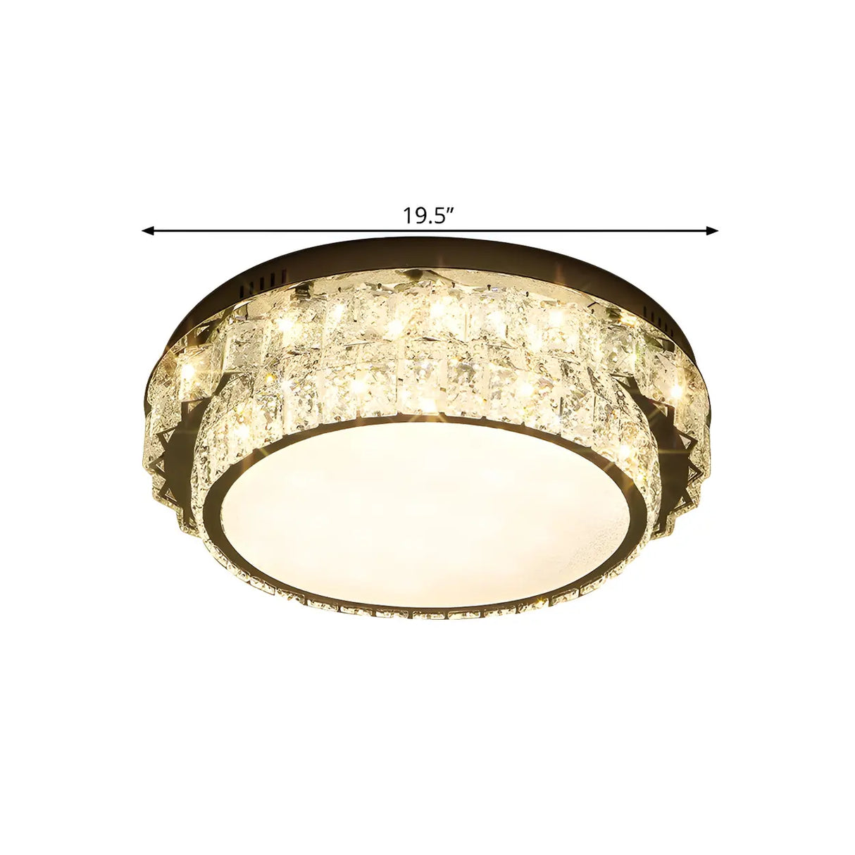 Dimmable Chrome Square Crystal LED Flush Mount Light Image - 9