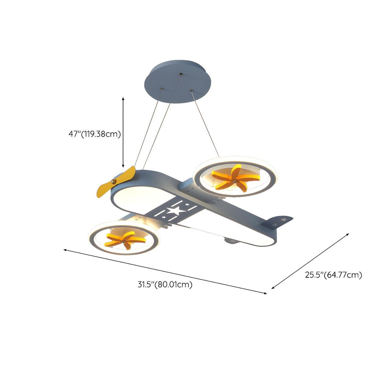 Dimmable Kids Room Airplane Ceiling Fan with LED Light