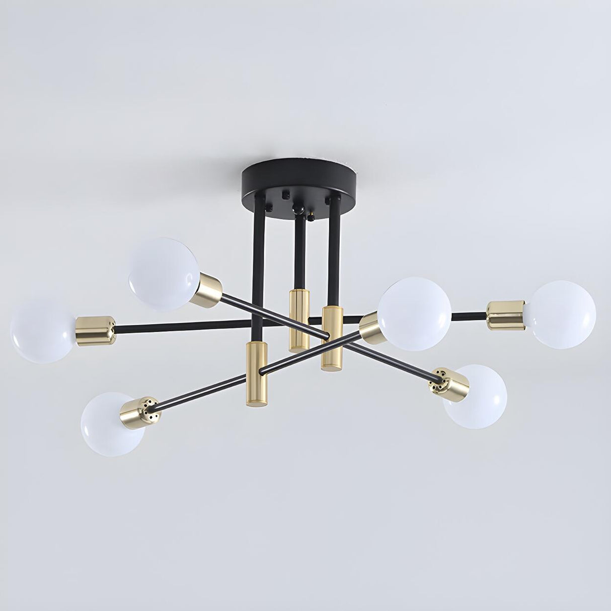 Dining Black Gold Sputnik Semi-Flush Mount Lamp 4-Light Image - 8