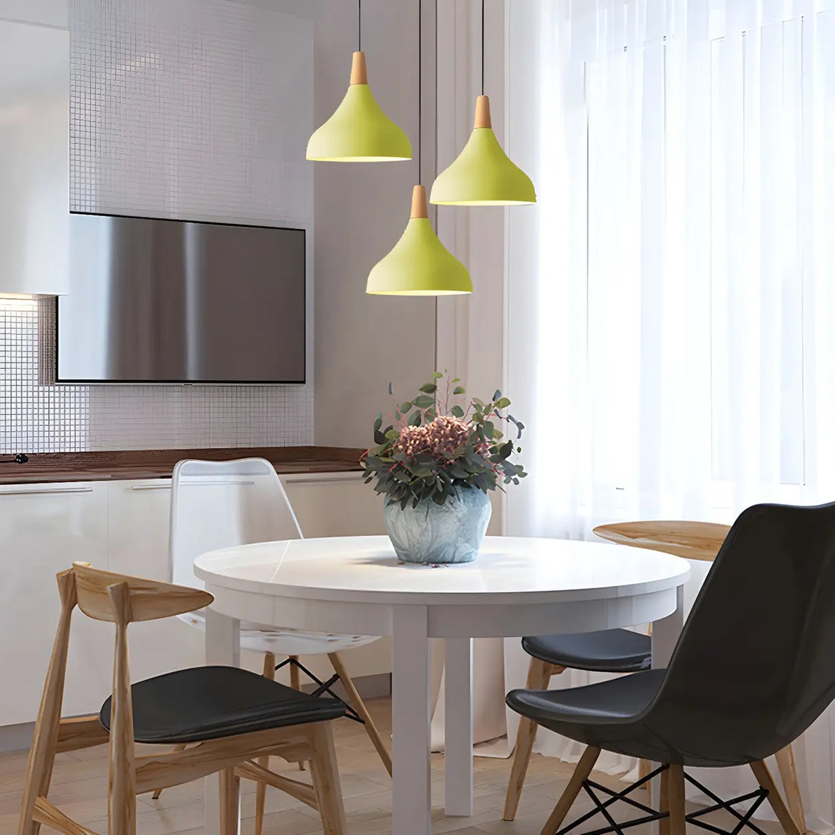 Dining Room Adjustable Iron Unique-Shaped Pendant Light Image - 5