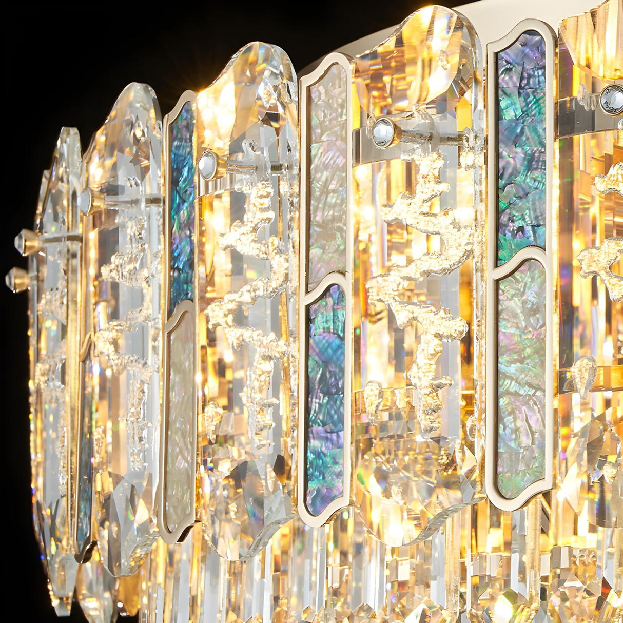 Dining Room Gold Multi-Tiered Crystal Flush Mount Light Image - 10