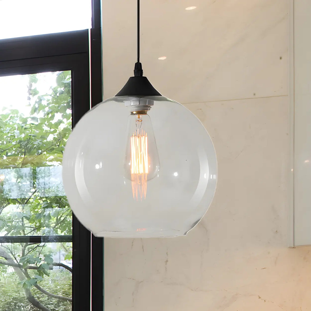 Dining Room Mini Glass Globe-Shaped Pendant Light Image - 16