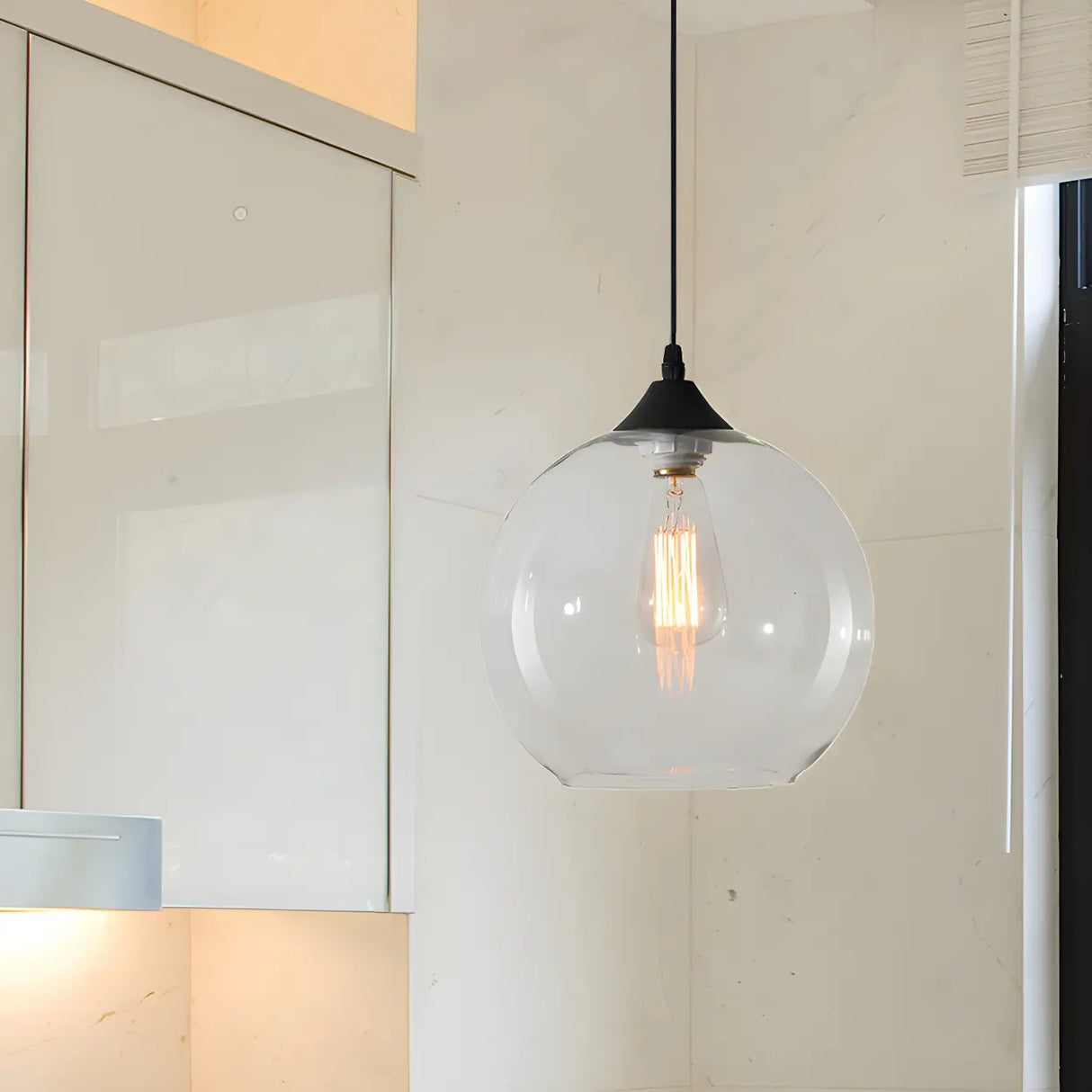 Dining Room Mini Glass Globe-Shaped Pendant Light Image - 17