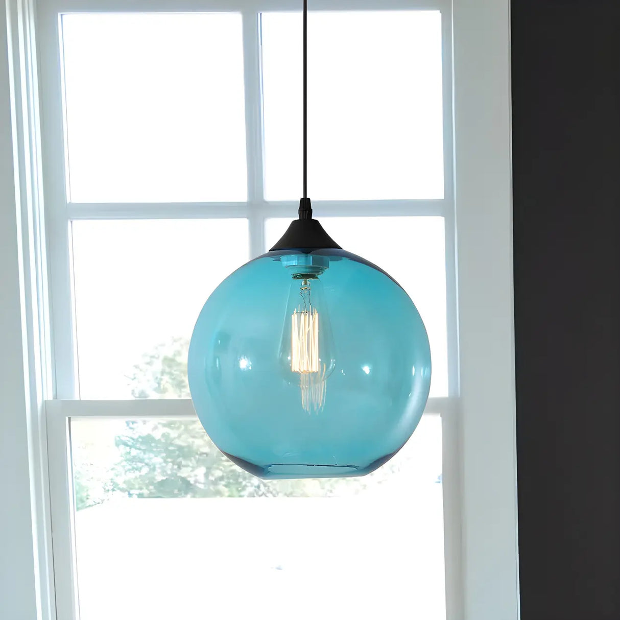Dining Room Mini Glass Globe-Shaped Pendant Light Image - 22
