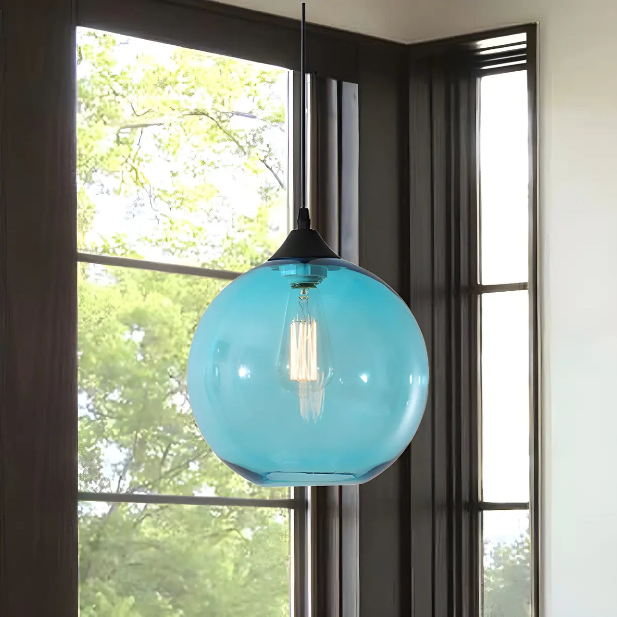 Dining Room Mini Glass Globe-Shaped Pendant Light Image - 23