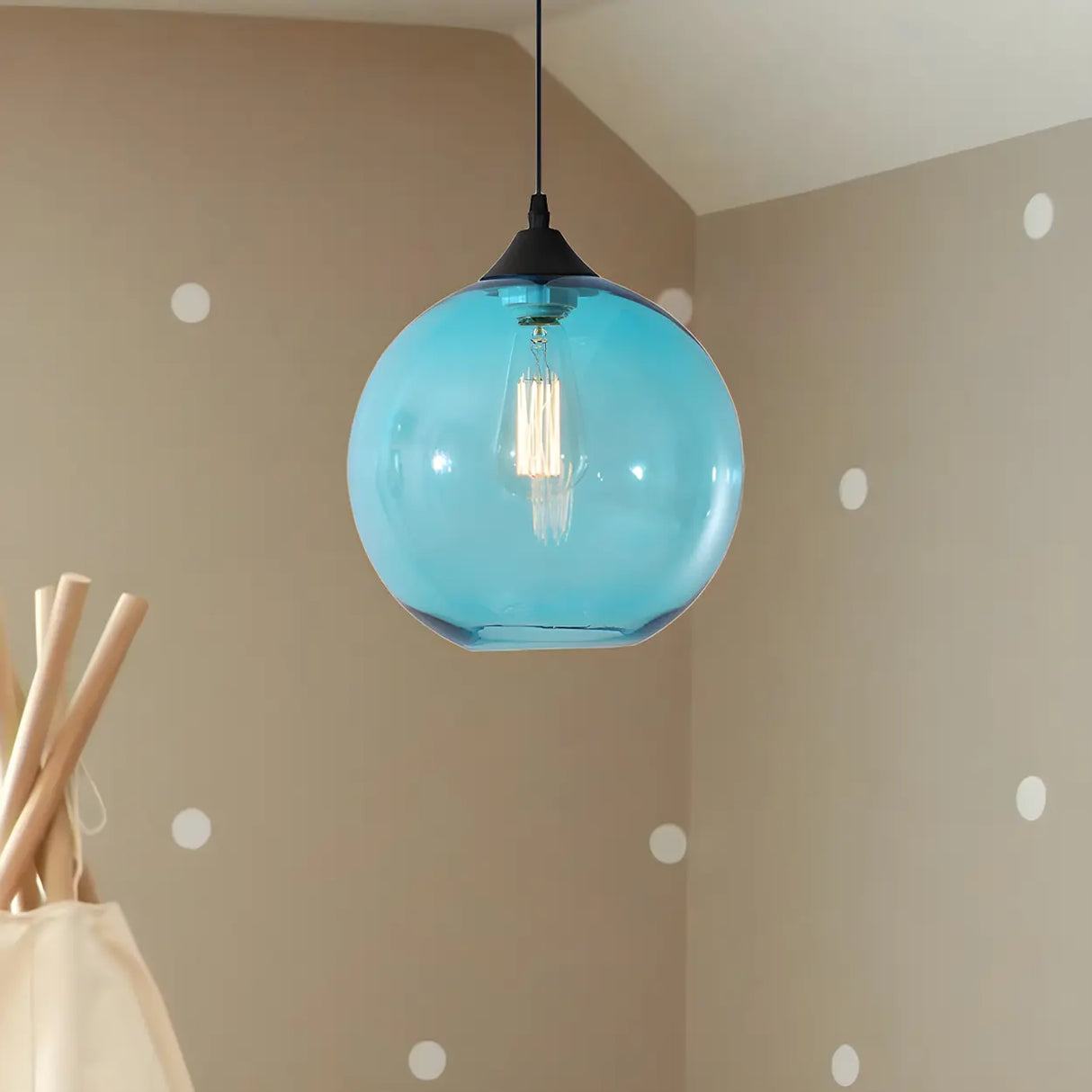 Dining Room Mini Glass Globe-Shaped Pendant Light Image - 24