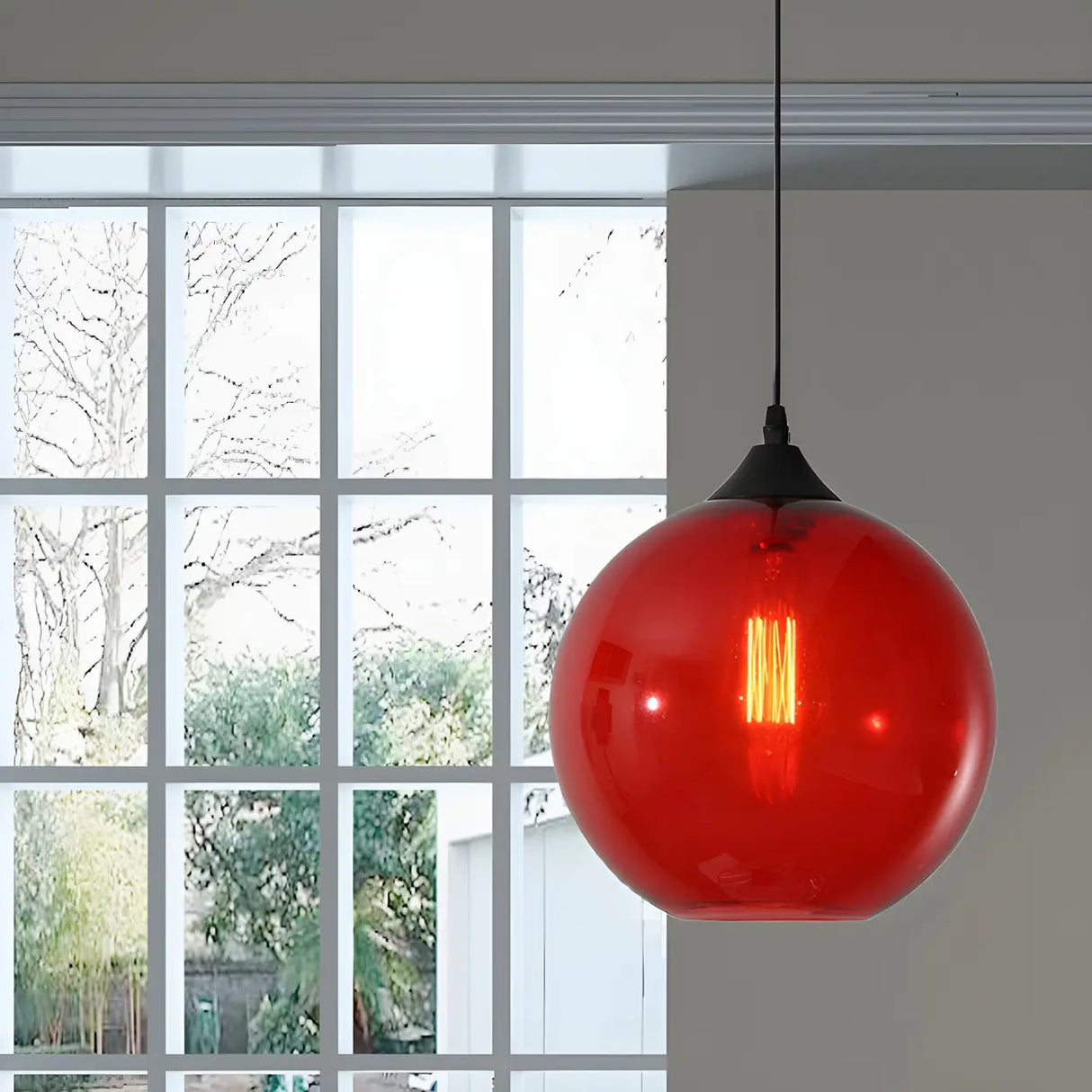 Dining Room Mini Glass Globe-Shaped Pendant Light Image - 6