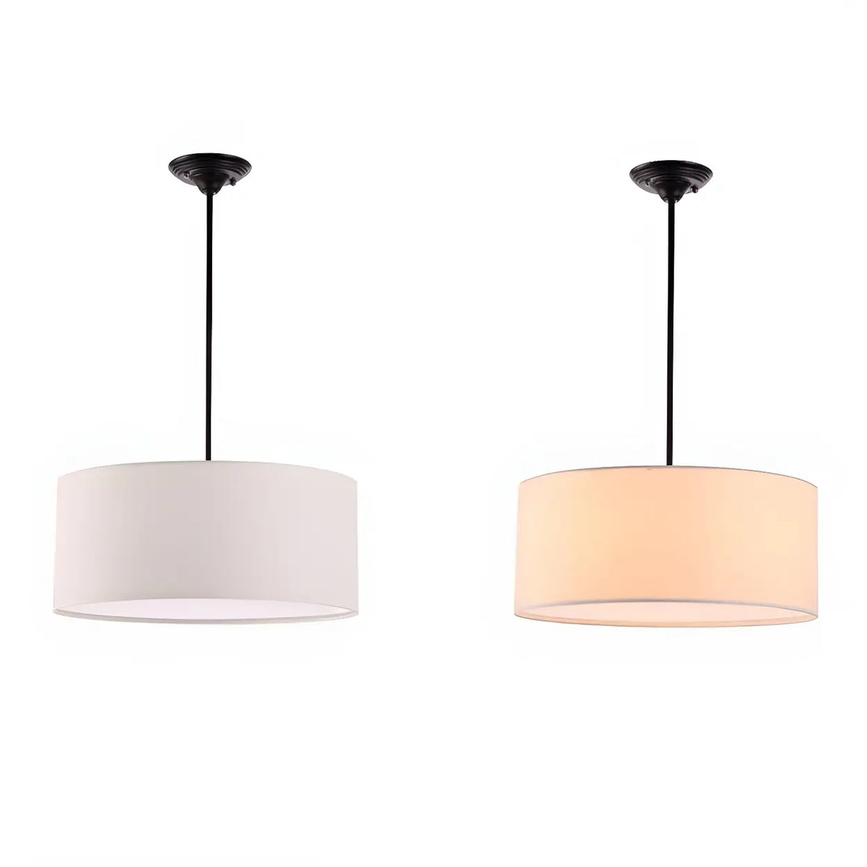 Dining Room Rustic Fabric Drum-Shaped Pendant Light Image - 11