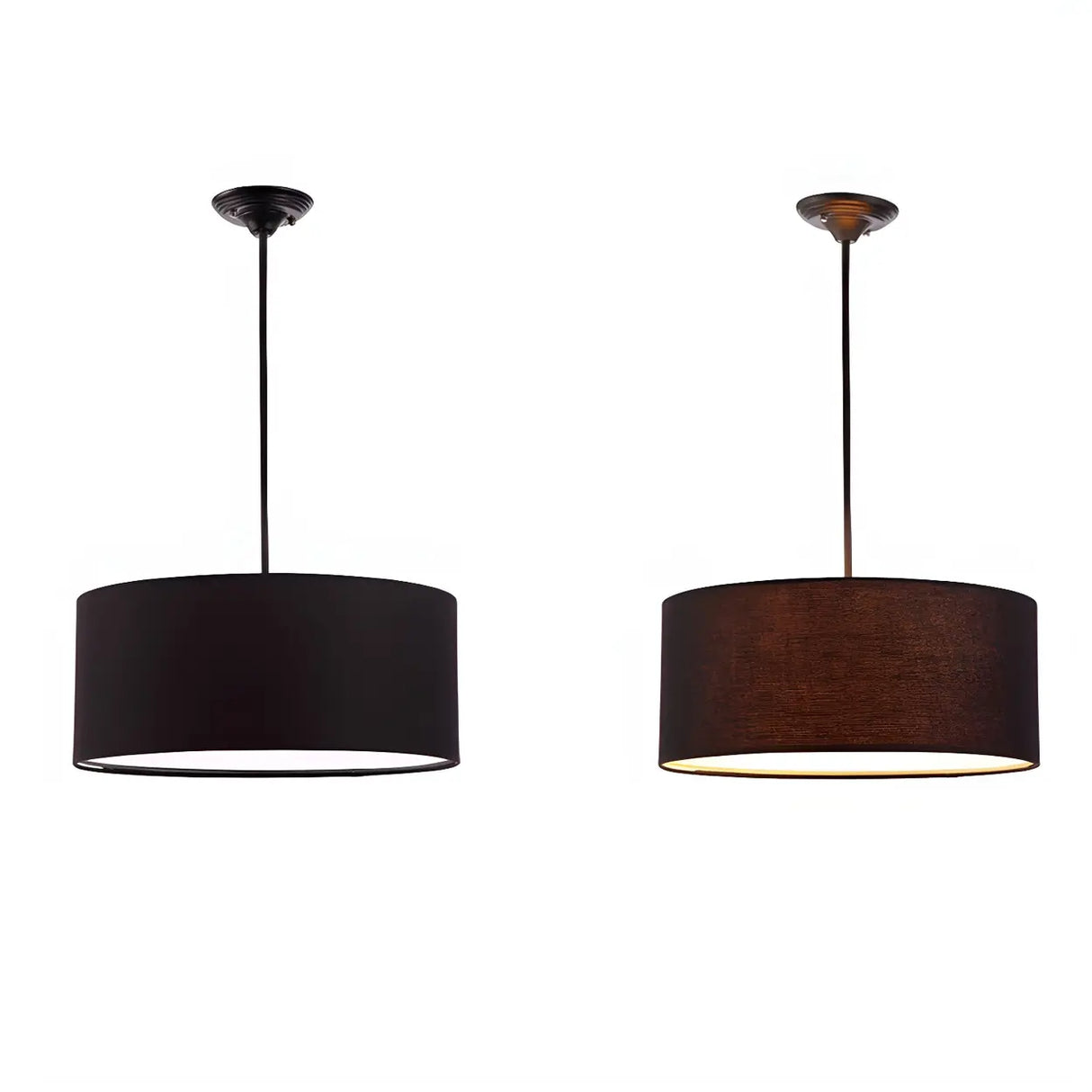 Dining Room Rustic Fabric Drum-Shaped Pendant Light Image - 12