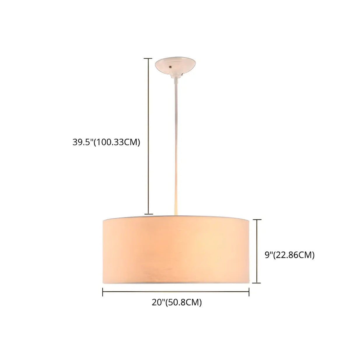 Dining Room Rustic Fabric Drum-Shaped Pendant Light Image - 9