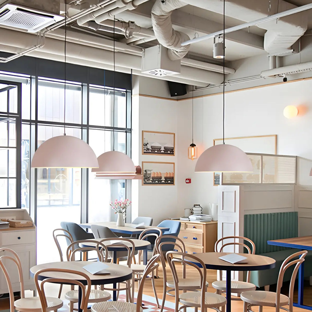 Dining Room Simple Semicircle Aluminum Pendant Light Image - 4