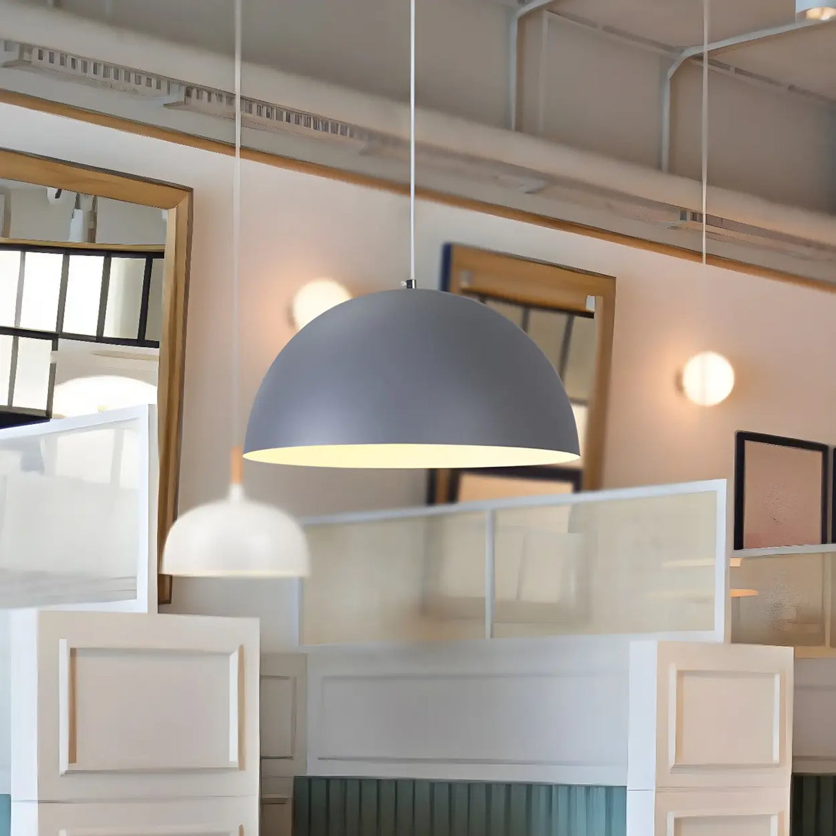 Dining Room Simple Semicircle Aluminum Pendant Light Image - 6