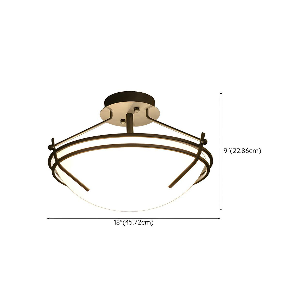 Dining Room Small Glass Bowl Semi-Flush Mount Light