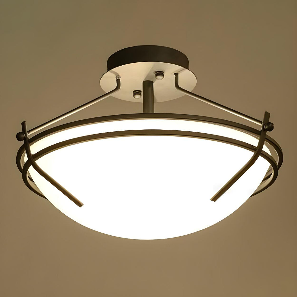 Dining Room Small Glass Bowl Semi-Flush Mount Light Image - 8