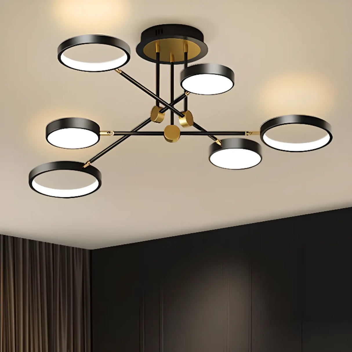 Dining Room Sputnik Round Semi-Flush Mount Lamp 8-Light Image - 13