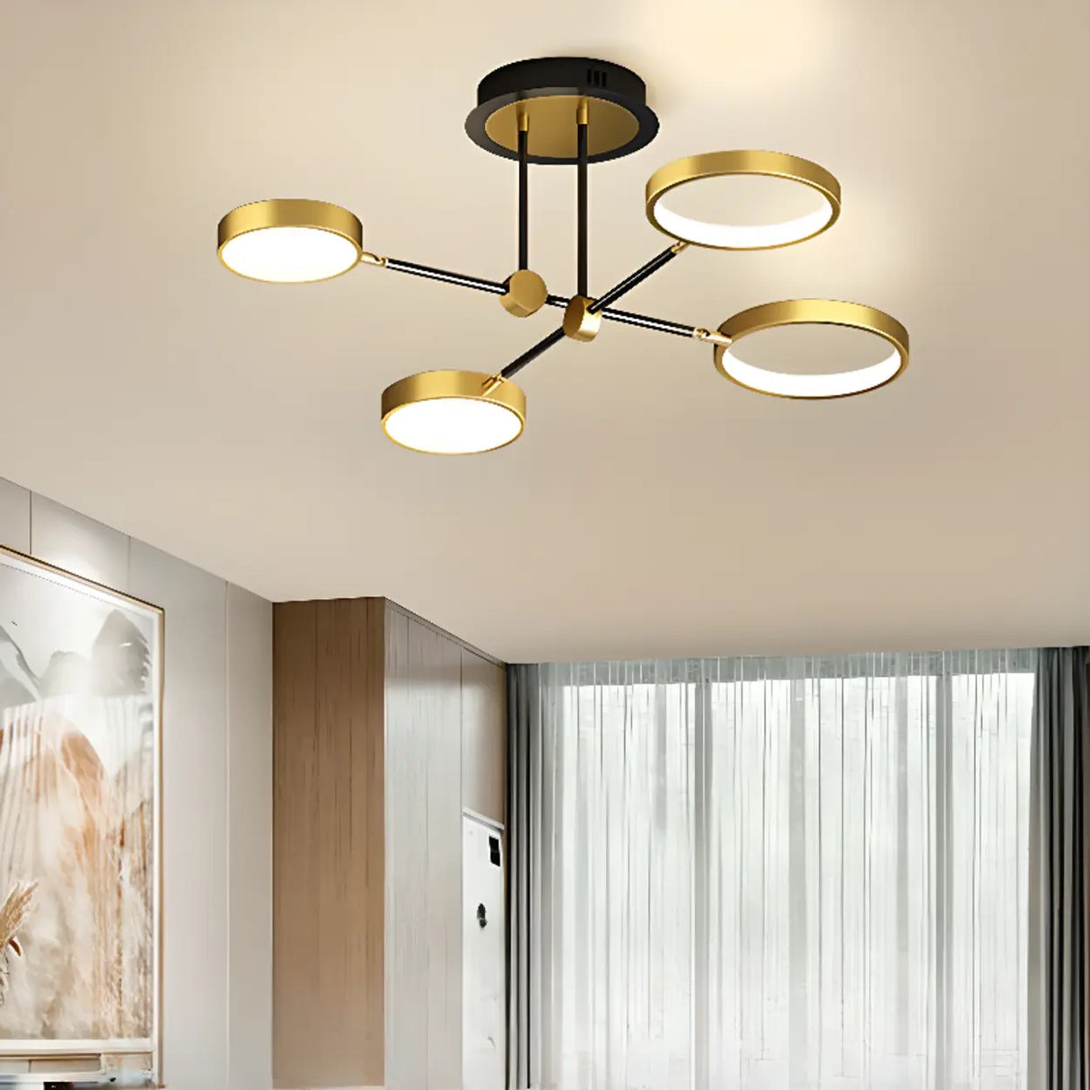 Dining Room Sputnik Round Semi-Flush Mount Lamp 8-Light Image - 15