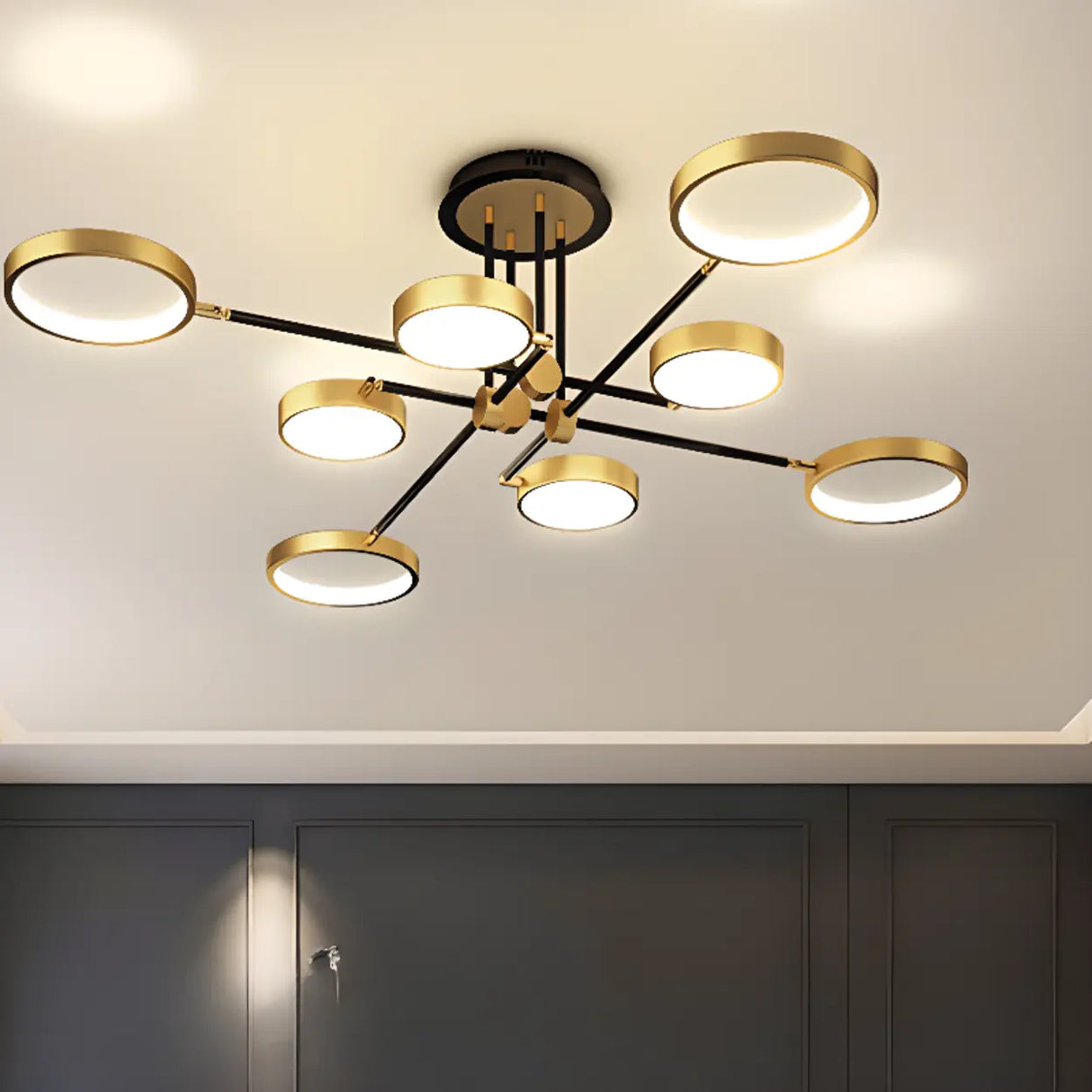 Dining Room Sputnik Round Semi-Flush Mount Lamp 8-Light Image - 17