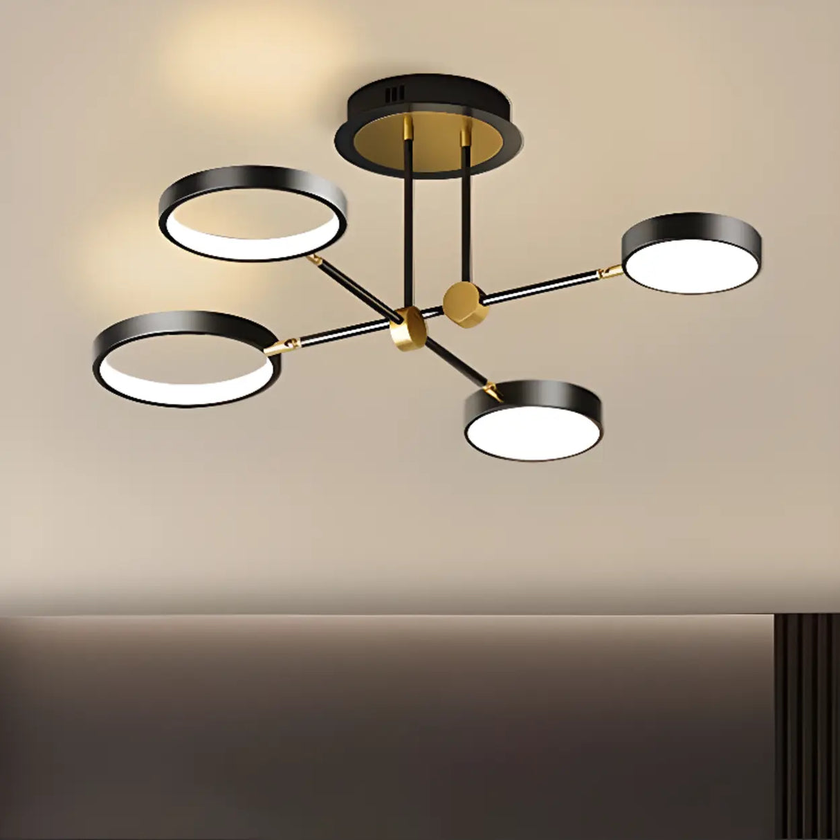 Dining Room Sputnik Round Semi-Flush Mount Lamp 8-Light Image - 4