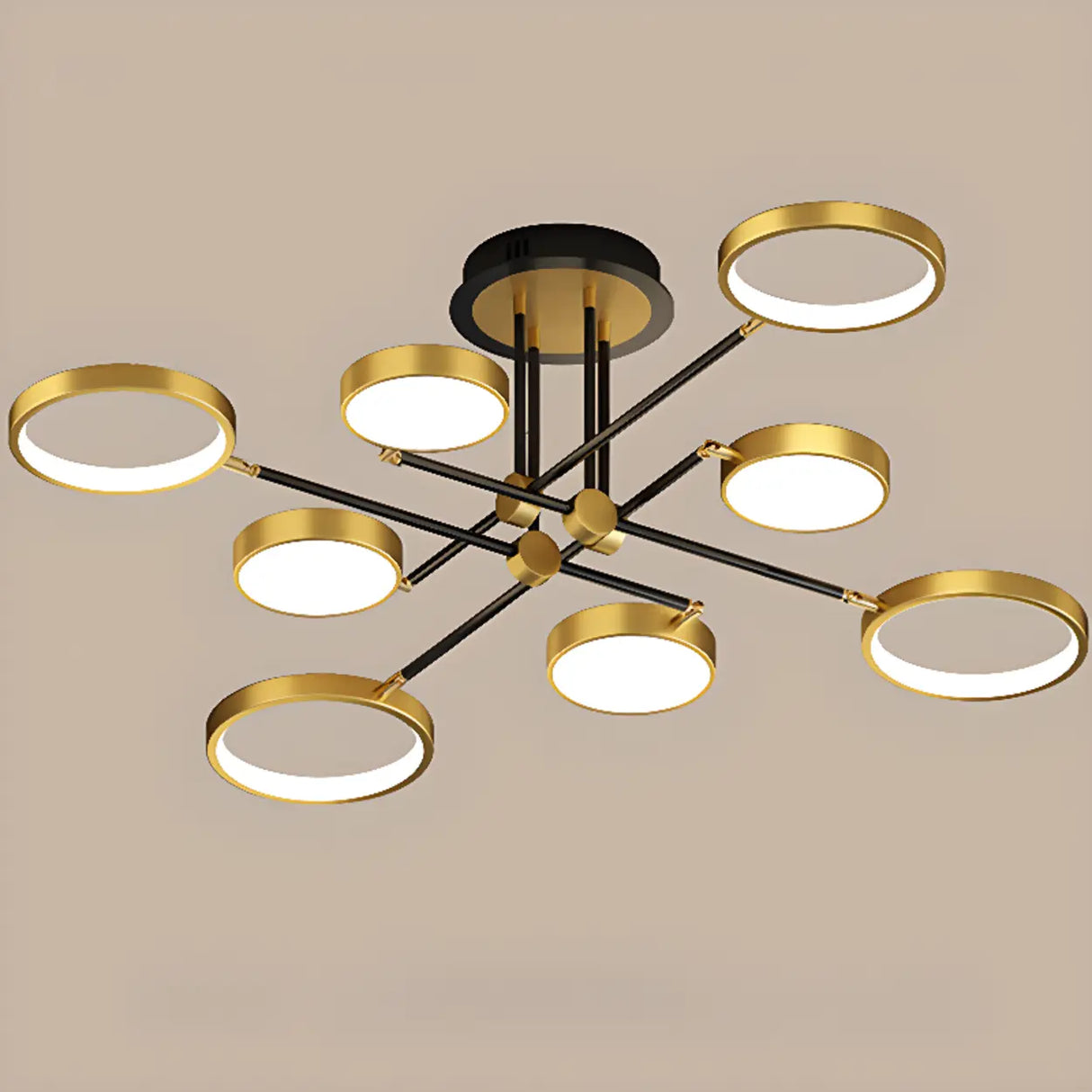 Dining Room Sputnik Round Semi-Flush Mount Lamp 8-Light Image - 6