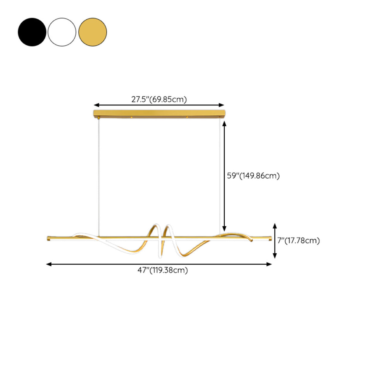 Dining Room Unique LED Black Wave Pendant Light Image - 17