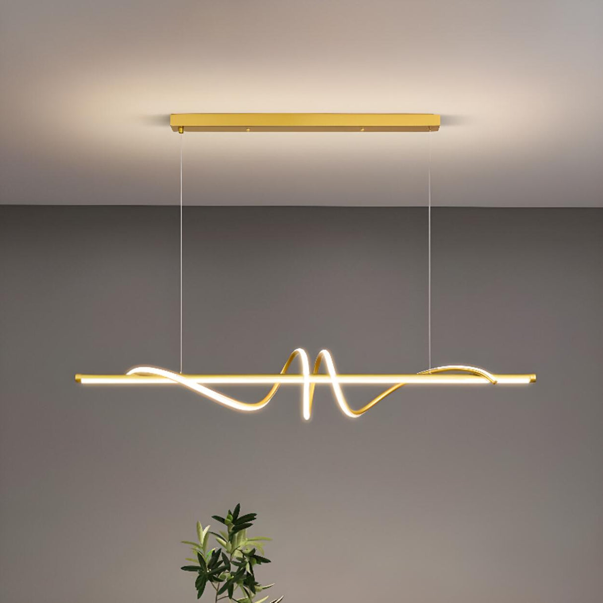 Dining Room Unique LED Black Wave Pendant Light Image - 2