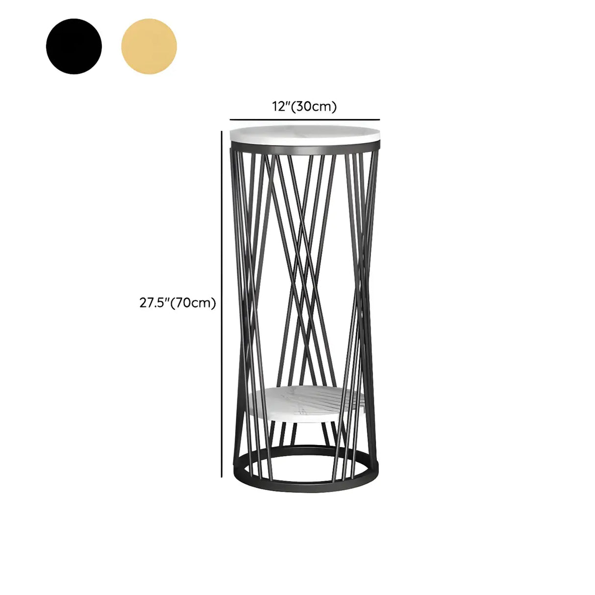 Display Round Gold Faux Marble 2 Tiers Plant Stand Image - 19