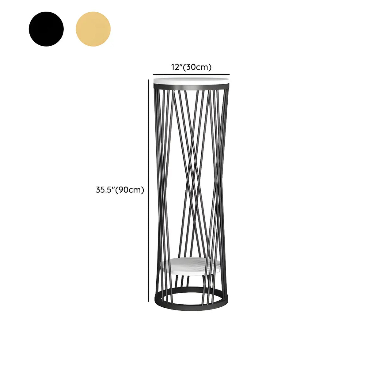 Display Round Gold Faux Marble 2 Tiers Plant Stand Image - 20