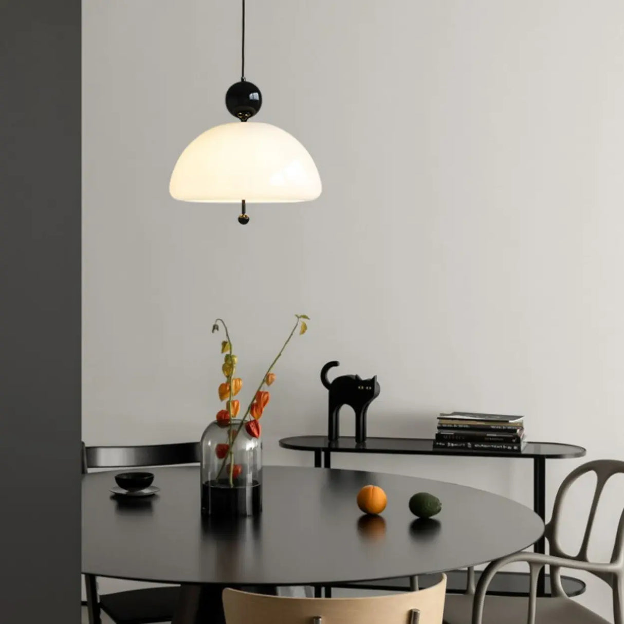 Dome Glass Red Ball White Modern Chandeliers Dining Room Image - 6