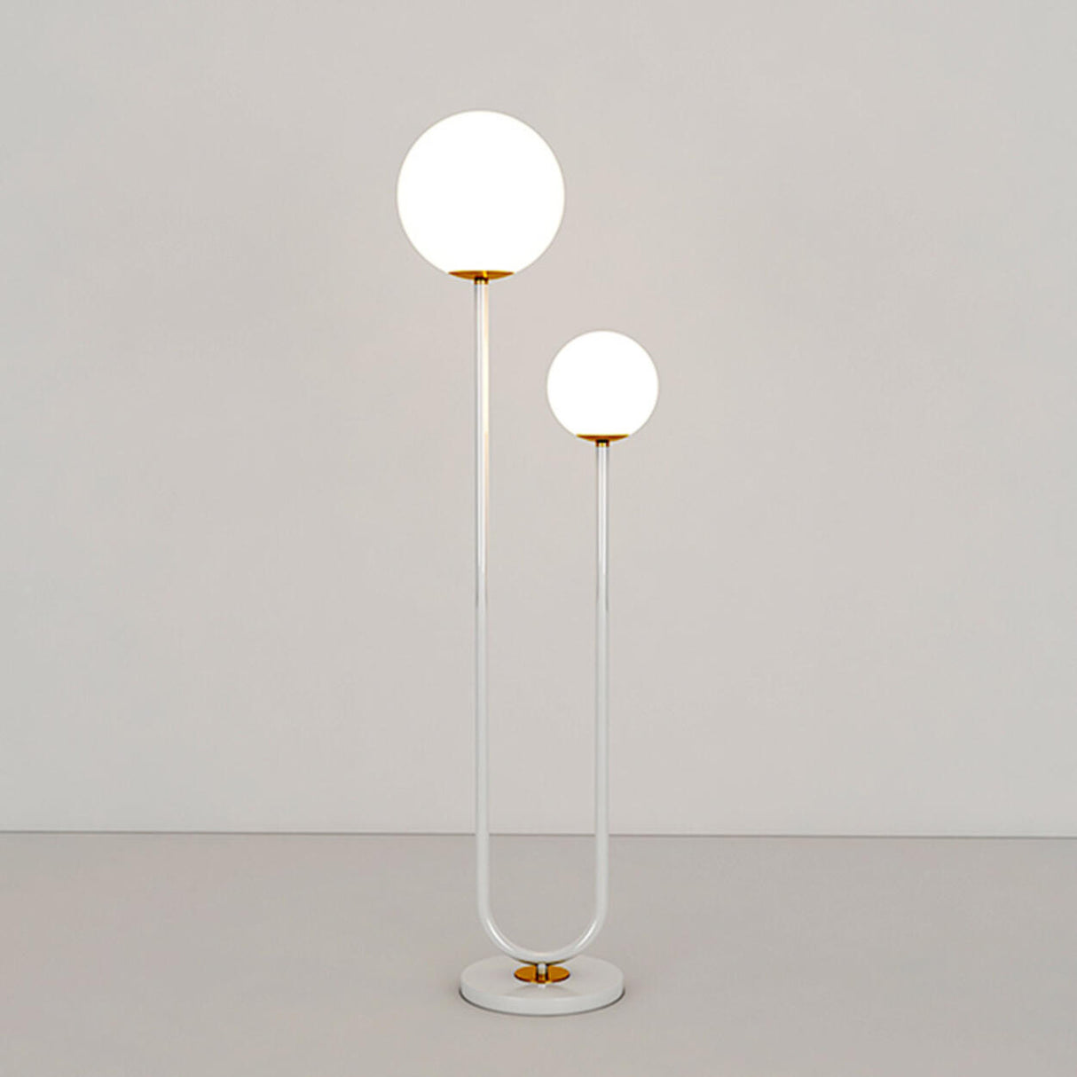 Double Globe and U-Shaped Modern Red Floor Light Image - 11