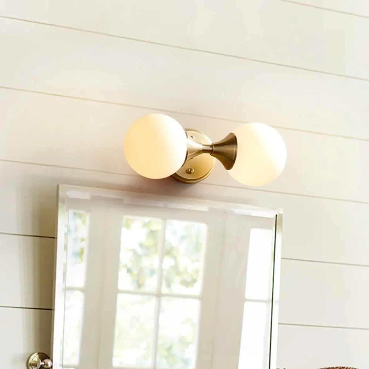 Double Globe Gold Wall Sconce Vanity Light Image - 3