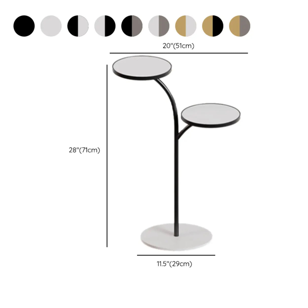Double Layer Round Tray Branch Plant Stand Gold-White Image - 26