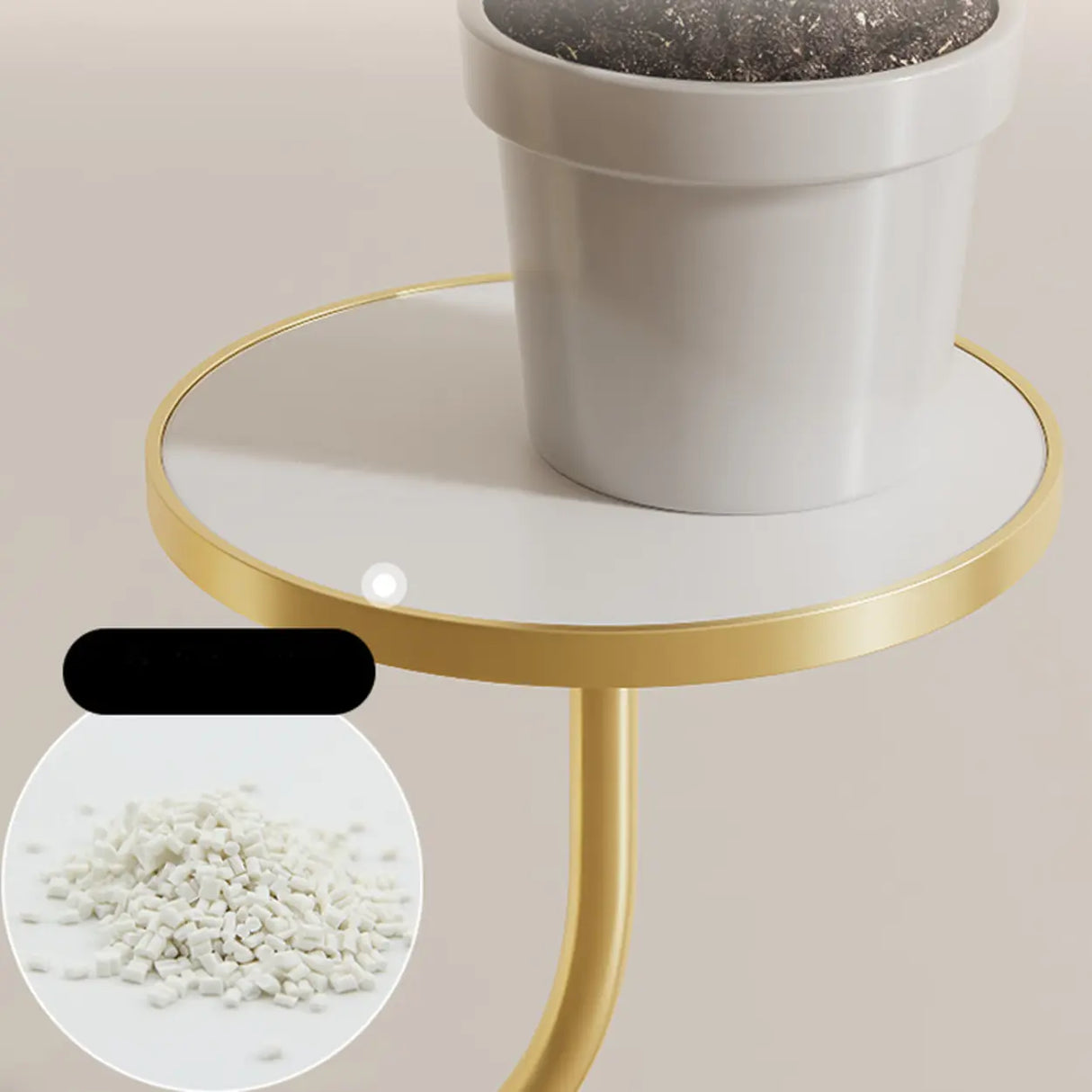 Double Layer Round Tray Branch Plant Stand Gold-White Image - 6