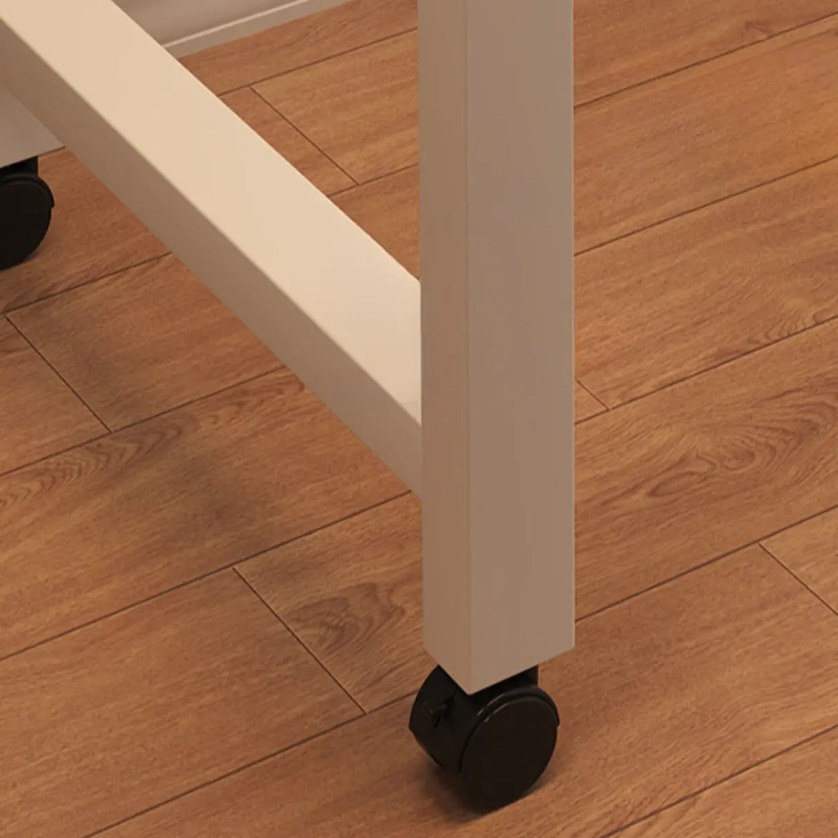 Double White Wooden Writing Desk with Storage Image - 10