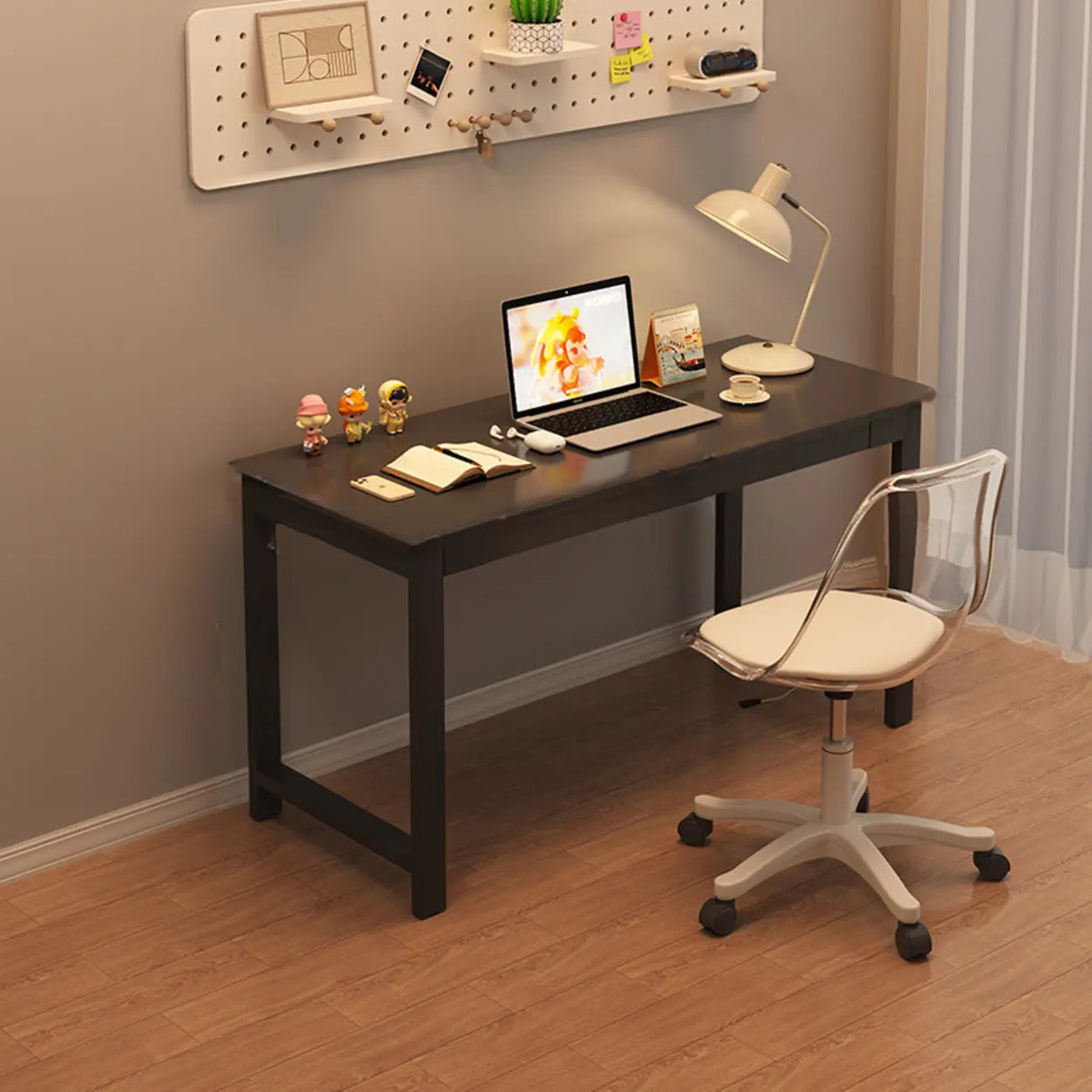 Double White Wooden Writing Desk with Storage Image - 7