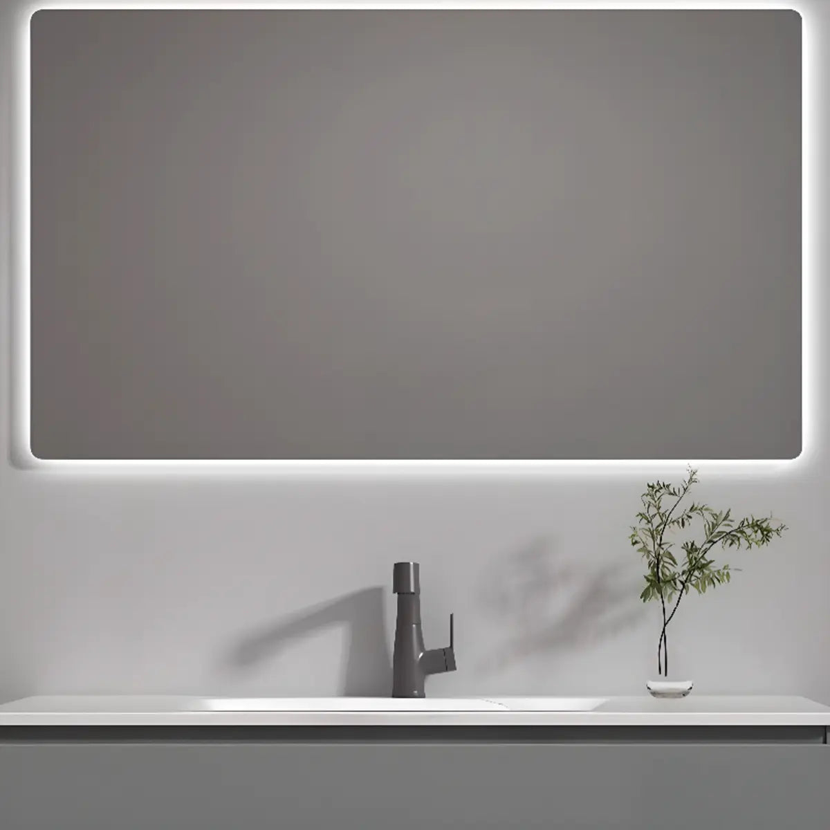 Dove Grey Wall Mounted Bathroom Vanity with Stone Top Image - 8