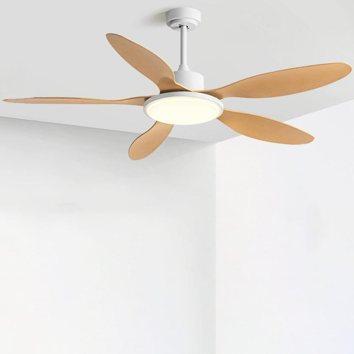 Down Rod Simple Wood Blade Standard Ceiling Fan Light Image - 12