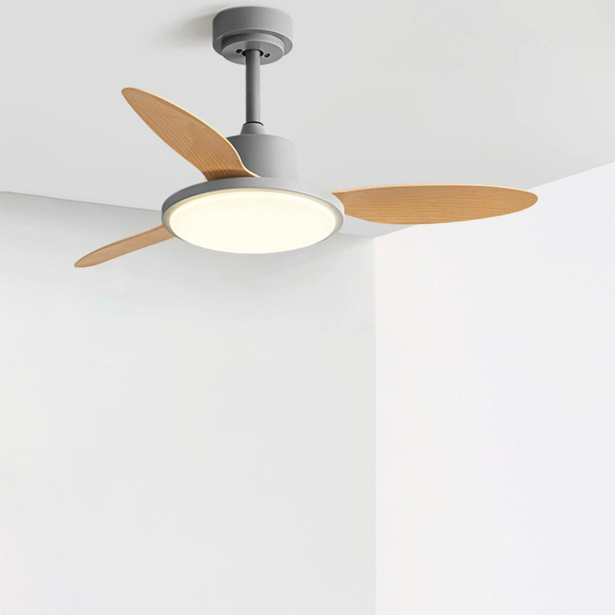Down Rod Simple Wood Blade Standard Ceiling Fan Light Image - 14