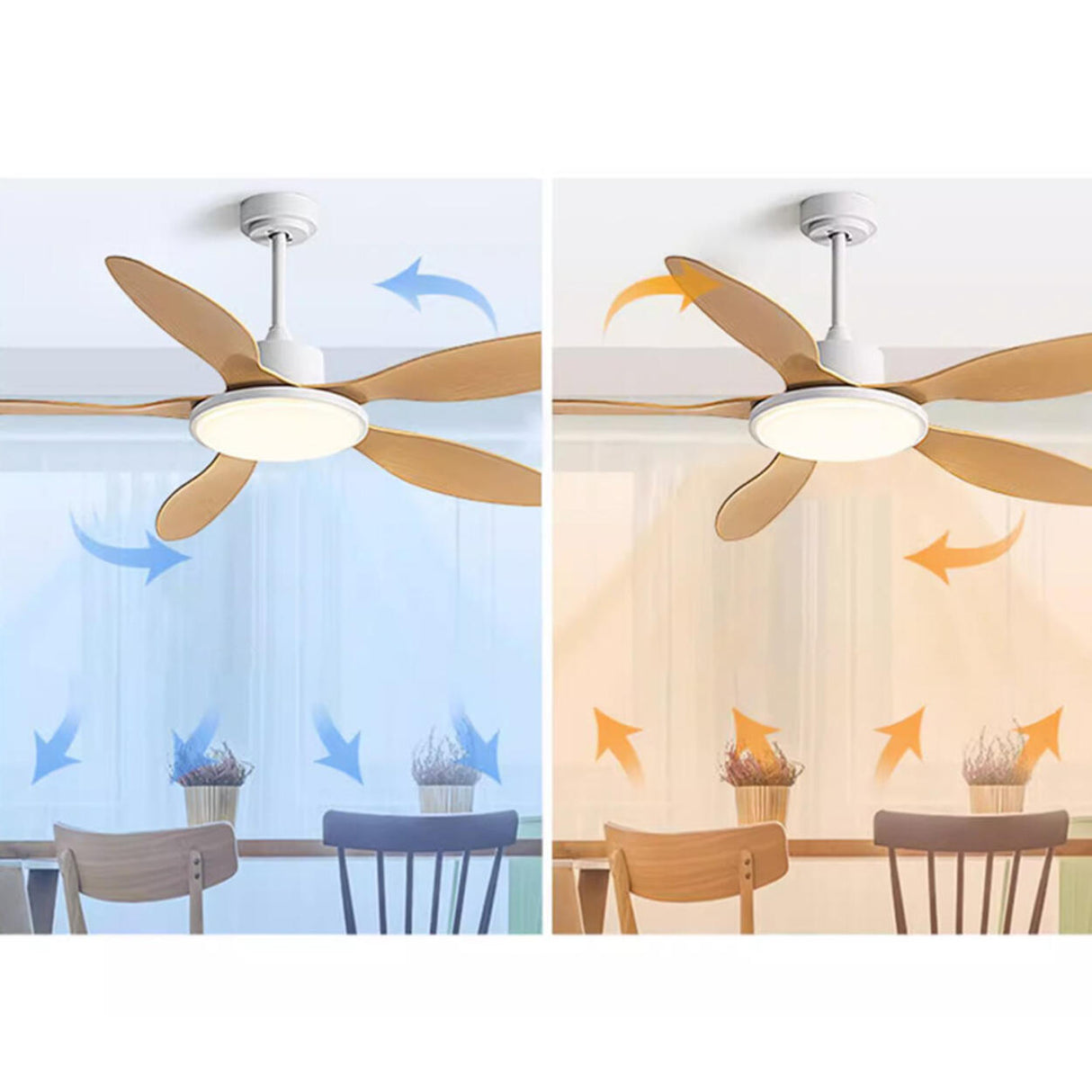 Down Rod Simple Wood Blade Standard Ceiling Fan Light Image - 19